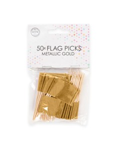 Cupcake Toppers Vlag Goud -50st- 2