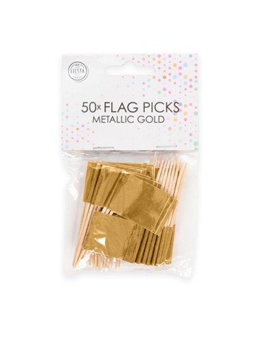 Cupcake Toppers Vlag Goud -50st-