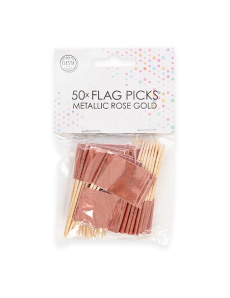 Cupcake Toppers Vlag Rosé Goud -50st-