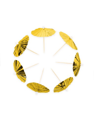 Cupcake Toppers Parasol Goud -10st-