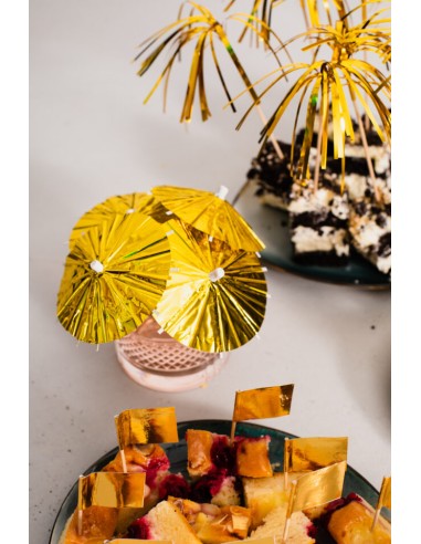 Cupcake Toppers Parasol Goud -10st-