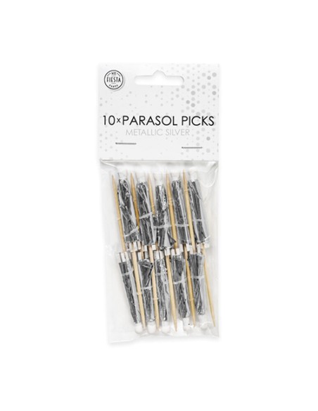 Cupcake Toppers Parasol Zilver -10st-