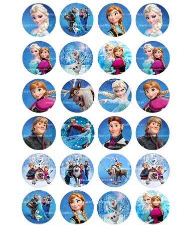 Eetbare Print Frozen Mini Cupcakes 3 - 4cm