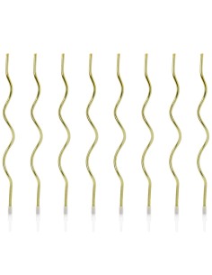 PartyDeco Verjaardag Kaarsen Curly Goud -8st-