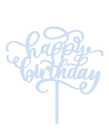 Taarttopper Happy Birthday Pastel Blauw