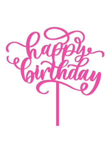 Taarttopper Happy Birthday Fuchsia Roze