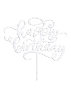 Taarttopper Happy Birthday Glitter Transparant