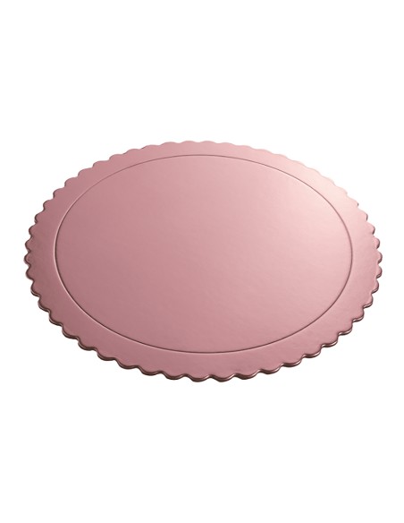 Cake Board Schulp Metallic Roze Rond 25cm -1st-