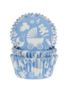 House of Marie Baking Cups Baby Blauw -48st-