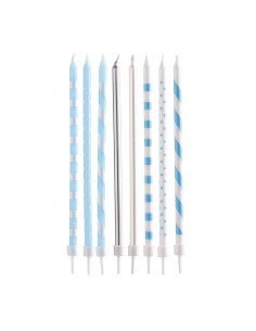 Dekora Verjaardag Kaarsen Assorti Blauw 13 cm -8st- //