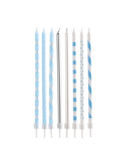 Dekora Verjaardag Kaarsen Assorti Blauw 13 cm -8st- //