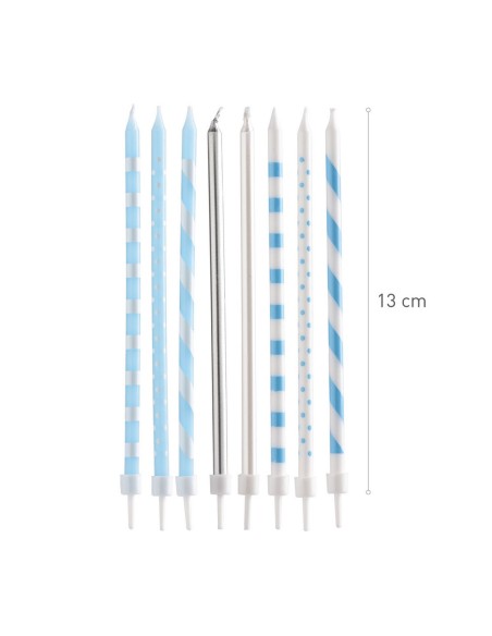 Dekora Verjaardag Kaarsen Assorti Blauw 13 cm -8st- //