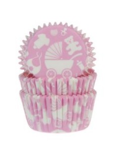 House of Marie Baking Cups Baby Roze -48st-