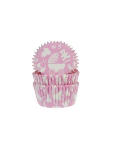 House of Marie Baking Cups Baby Roze -48st-