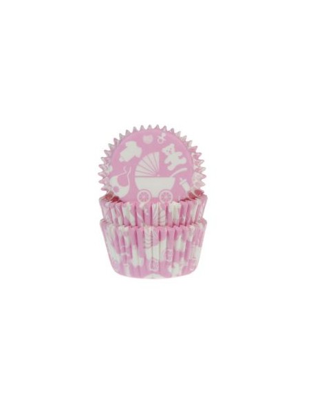 House of Marie Baking Cups Baby Roze -48st-