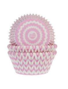 House of Marie Baking Cups Chevron Roze -48st-