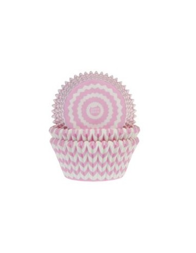House of Marie Baking Cups Chevron Roze -48st-