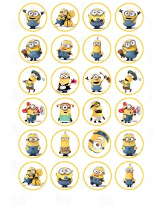 Eetbare Print Minions Mini Cupcakes - 4cm
