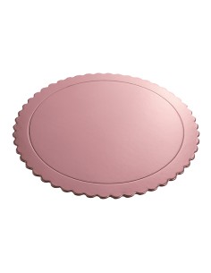 Cake Board Schulp Metallic Roze Rond 35cm -1st-