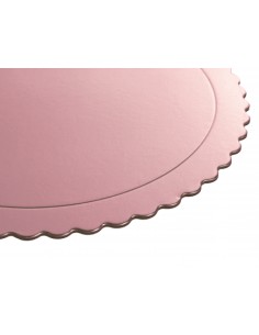 Cake Board Schulp Metallic Roze Rond 35cm -1st- 2