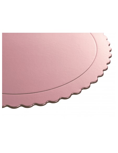 Cake Board Schulp Metallic Roze Rond 35cm -1st-