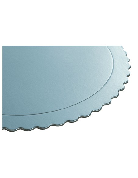 Cake Board Schulp Metallic Licht Blauw Rond 30cm -1st-