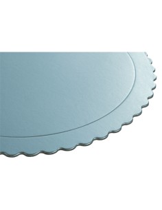 Cake Board Schulp Metallic Licht Blauw Rond 35cm -1st- 2