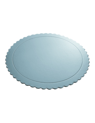 Cake Board Schulp Metallic Licht Blauw Rond 35cm -1st-