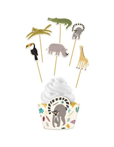 Cupcake Decoratie Set Zoo Party -6st-
