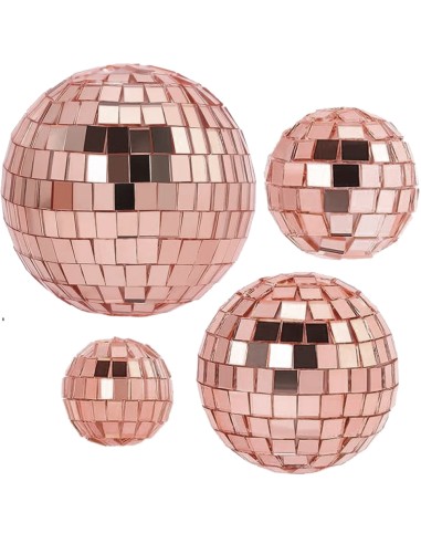 CakeDeco Taarttopper Mini Disco Ballen Rosé Goud -3st-