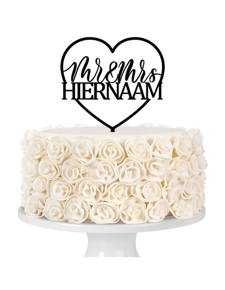 Taarttopper op Maat: Mr & Mrs met Hart en Naam