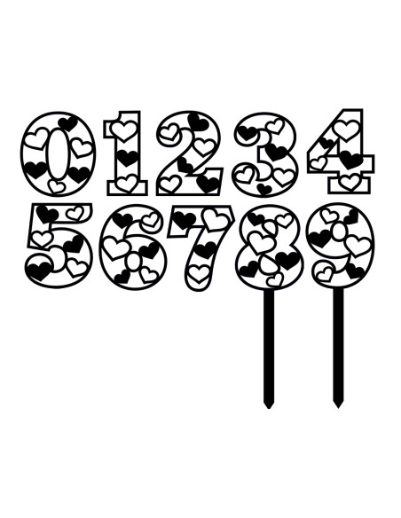 Taarttopper op Maat: Cijfer Hartjes - 8cm