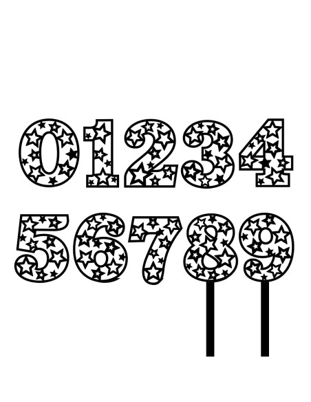 Taarttopper op Maat: Cijfer Sterren - 10cm
