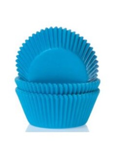 House of Marie Mini Baking Cups Effen Cyaan Blauw -60st-