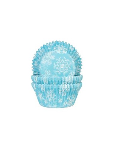 House of Marie Baking Cups Sneeuwkristal Blauw -48st-