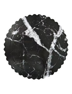 Cake Board Schulp Marmer Zwart Rond 35cm -1st-