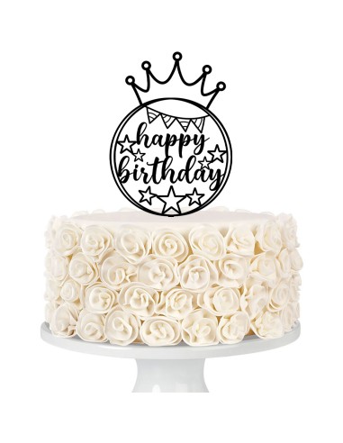Taarttopper op Maat: Happy Birthday Rond met Kroon