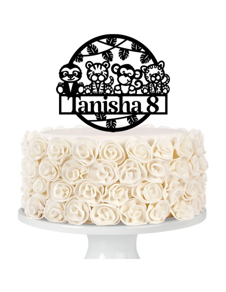 Taarttopper op Maat: Jungle Dieren Rond met Naam