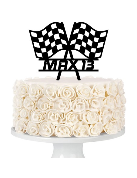 Taarttopper op Maat: Race Vlag met Naam en Leeftijd