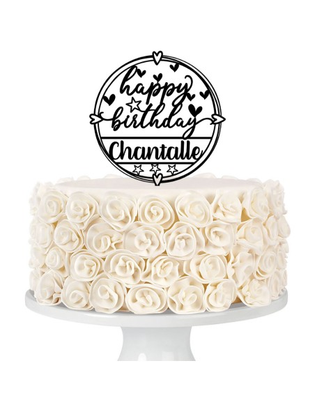 Taarttopper op Maat: Happy Birthay Rond met Naam