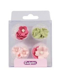 Culpitt Suikerdecoratie Bloem en Blad Roze -16st-