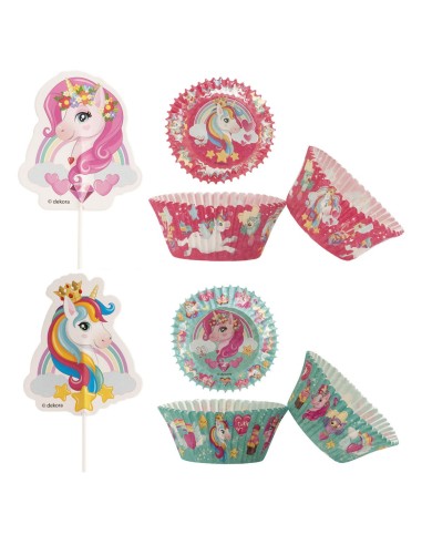 Dekora Baking Cups & Toppers Unicorn Set -24st-