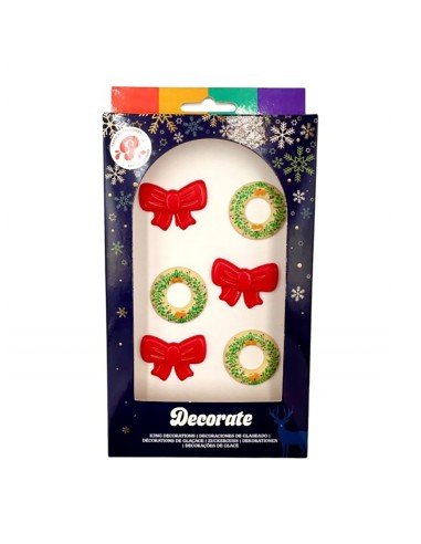 PastryColours Chocoladedecoraties Kerst Strik & Krans -6st- 