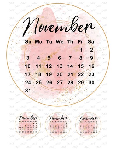 Eetbare Print Kalender November Roze - 20cm