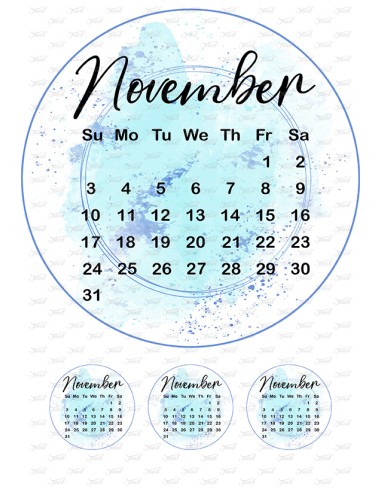 Eetbare Print Kalender November Blauw - 20cm