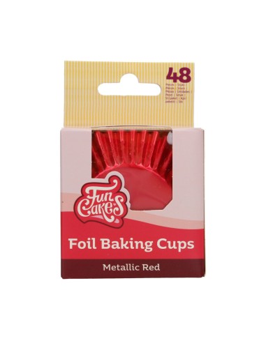 FunCakes Baking Cups Folie Metallic Rood -48st-