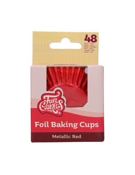 FunCakes Baking Cups Folie Metallic Rood -48st-