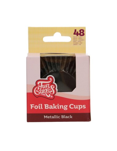 FunCakes Baking Cups Folie Metallic Zwart -48st-