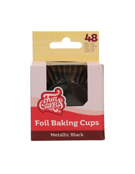 FunCakes Baking Cups Folie Metallic Zwart -48st-