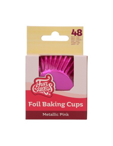 FunCakes Baking Cups Folie Metallic Roze -48st-